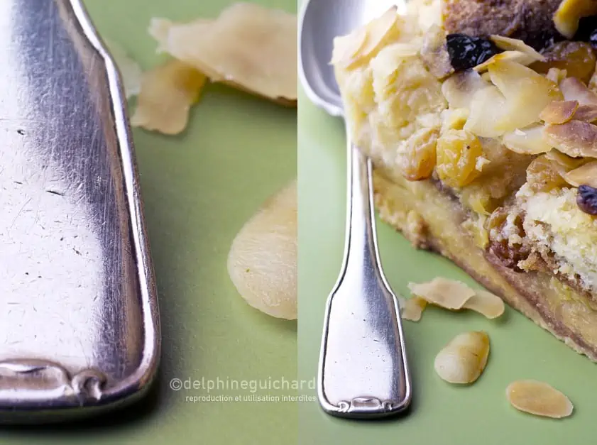 Gâteau perdu : pain, pommes, raisins, amandes, moelleux et croustillant !